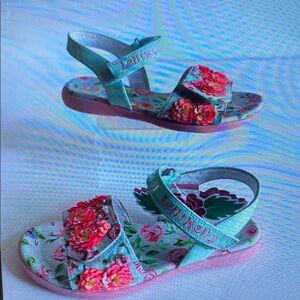 Kids Floral Sandals - Blue and Pink